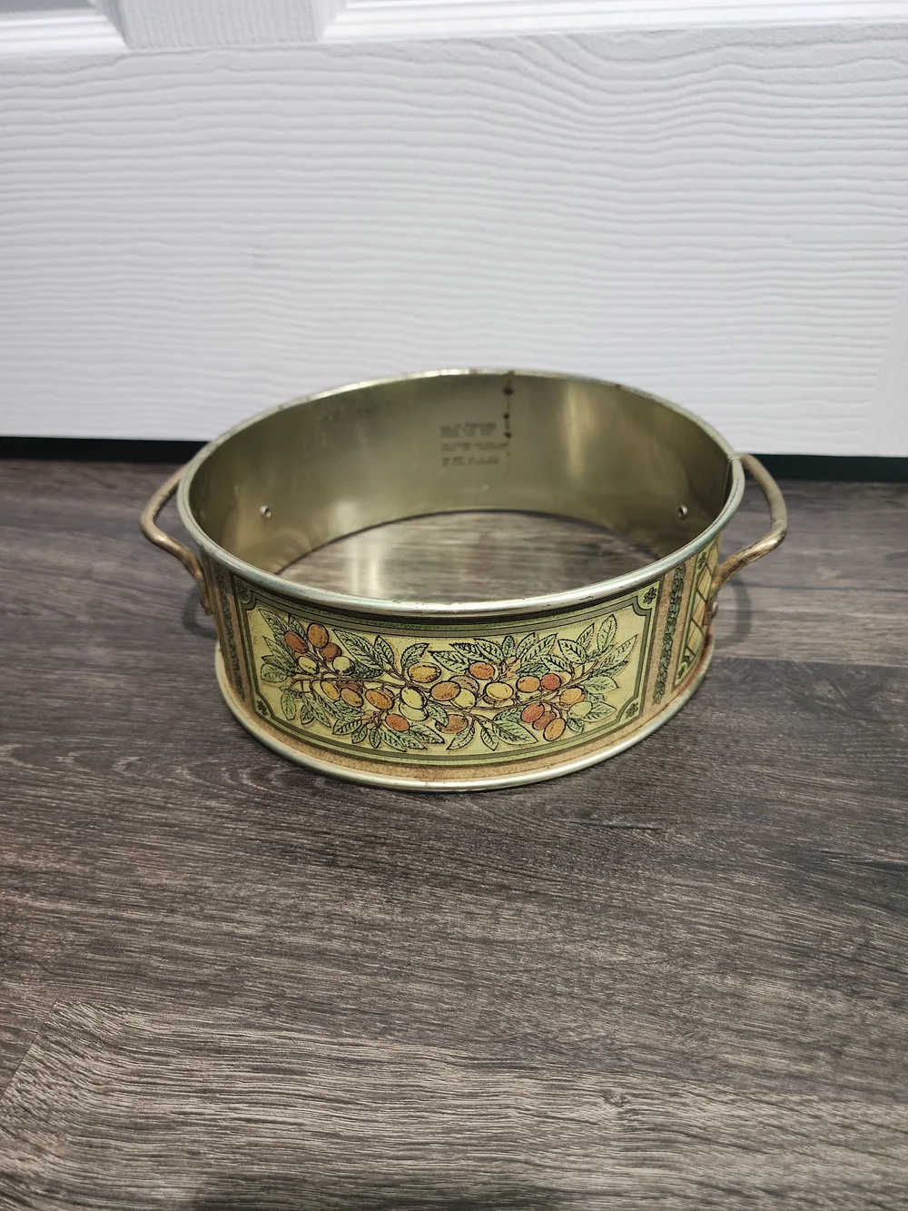Vtg MCM Pyrex 624 Golden Harvest Round Casserole Metal CARRIER Handled Holder